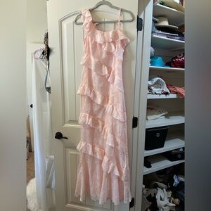 Boohoo Pink Asymmetric Maxi Dress